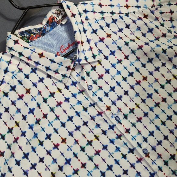 Robert Graham Other - Robert Graham Shirt Men's 4XLT White Water Color Splash Geometric Short Sleeve